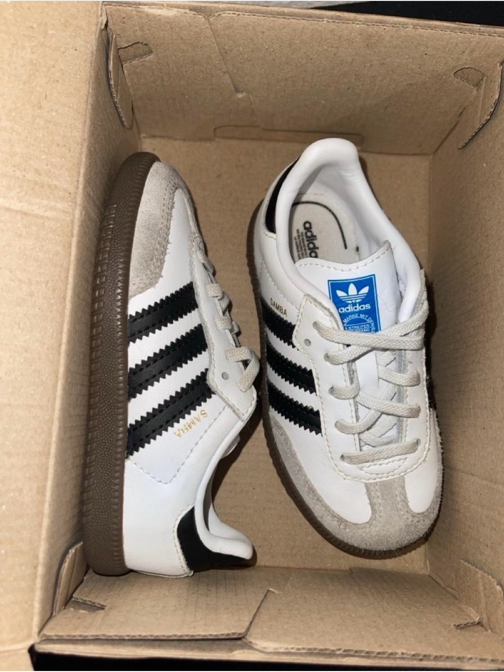 adidas Kids Samba White with Black Stripes Retro Sneakers